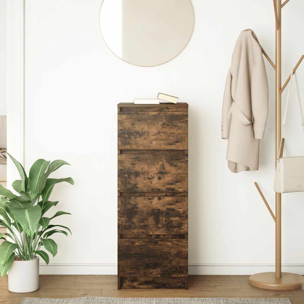vidaXL 4 Drawer Smoked Oak Narrow Sideboard Image 3