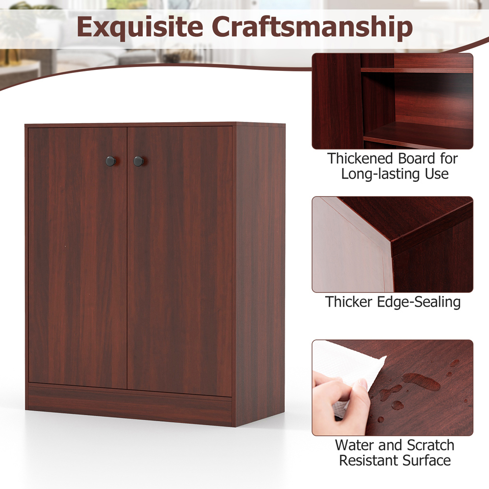 Costway 2 Door Brown Storage Cabinet Image 7