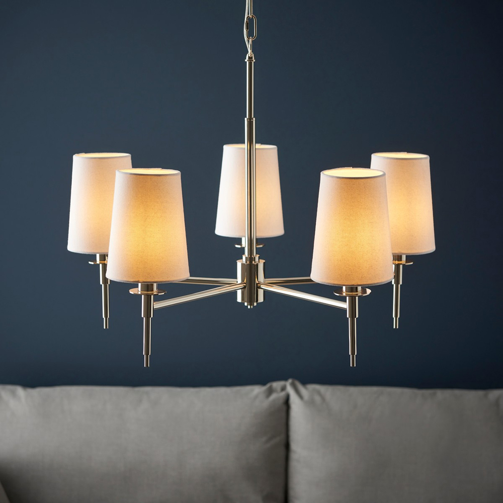 Merano Florence Multi Arm White and Nickle 5 Light Pendant Ceiling Lamp Image 2