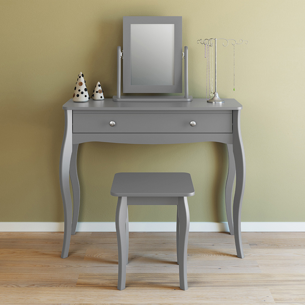 Florence Baroque Grey Dressing Table Stool Image 5
