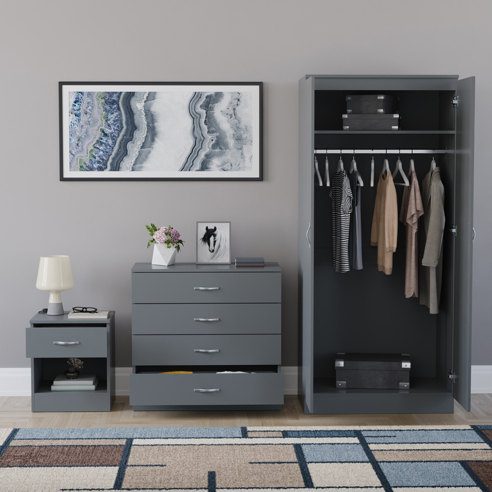 VIDA DESIGNS Riano Grey 3 Piece Bedroom Furniture Set Image 3