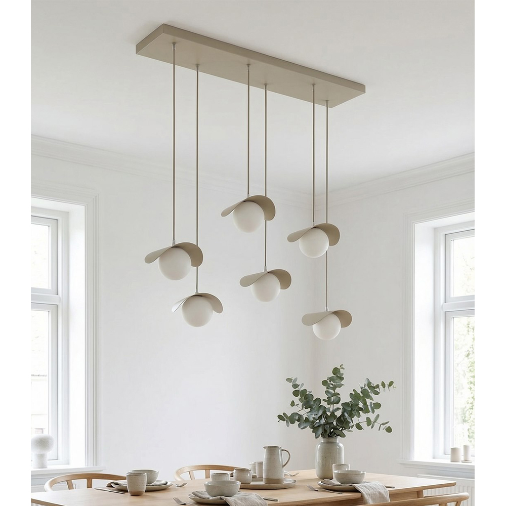 Emibig Ritual 6 Light Beige G9 Ceiling Pendant Light Image 4