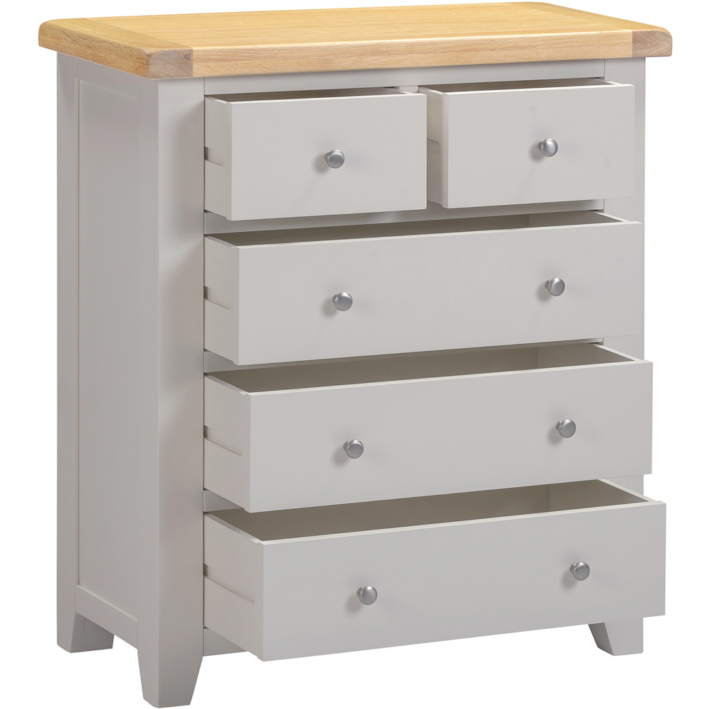 Seconique Windsor 5 Drawer Pebble Grey and Oak Storage Chest Image 4