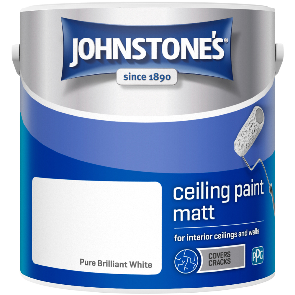 Johnstone's Ceiling Brilliant White Matt Emulsion Paint 2.5L Image 2