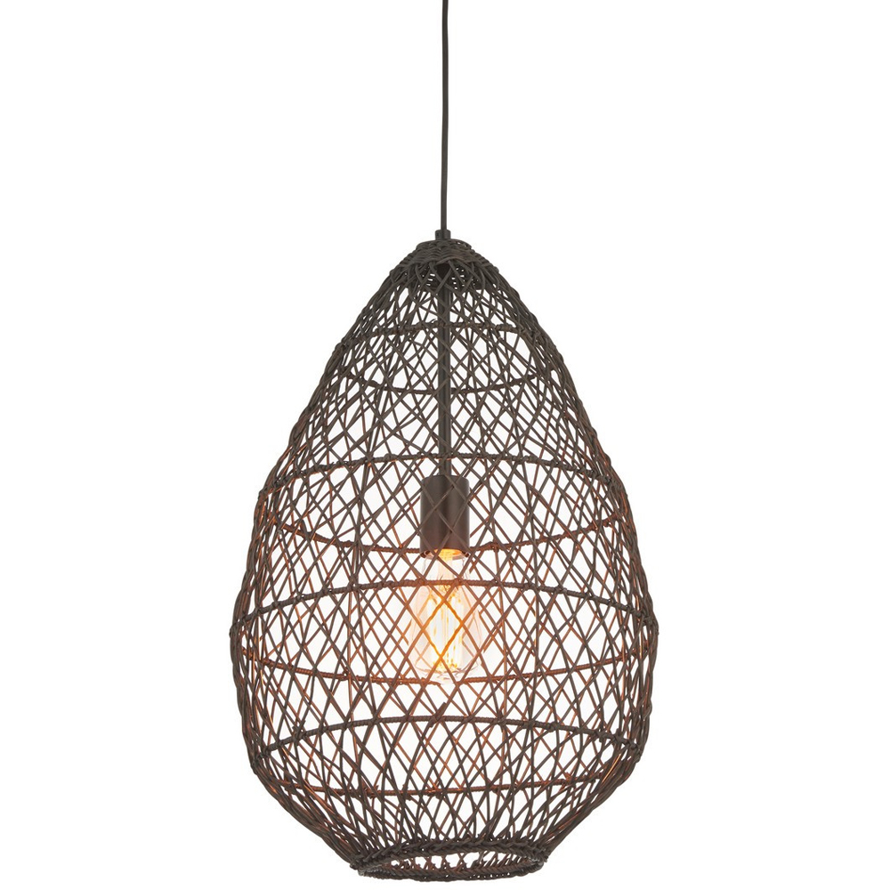 Merano Ancona Black Rattan and Matt Black Pendant Light Image 3