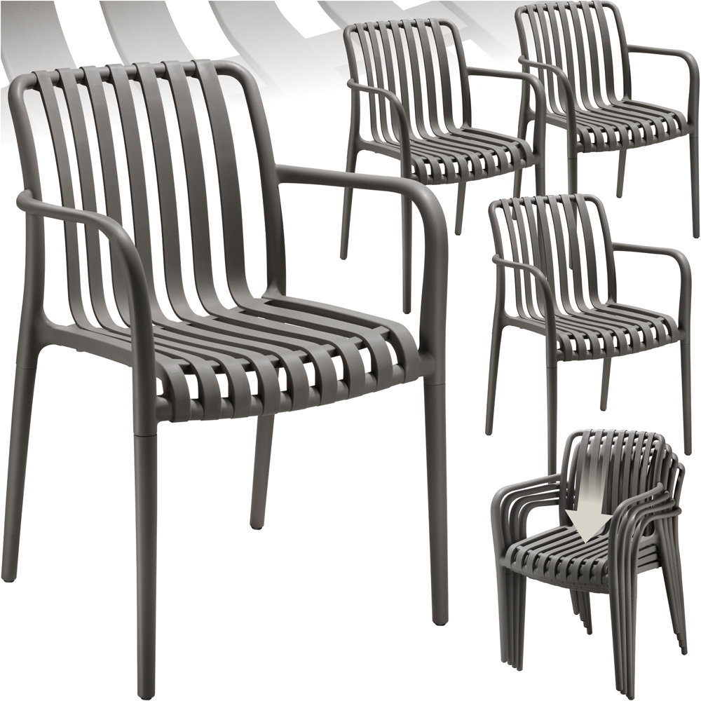 tectake Alcudia Set of 4 Anthracite Garden Chair Image 2