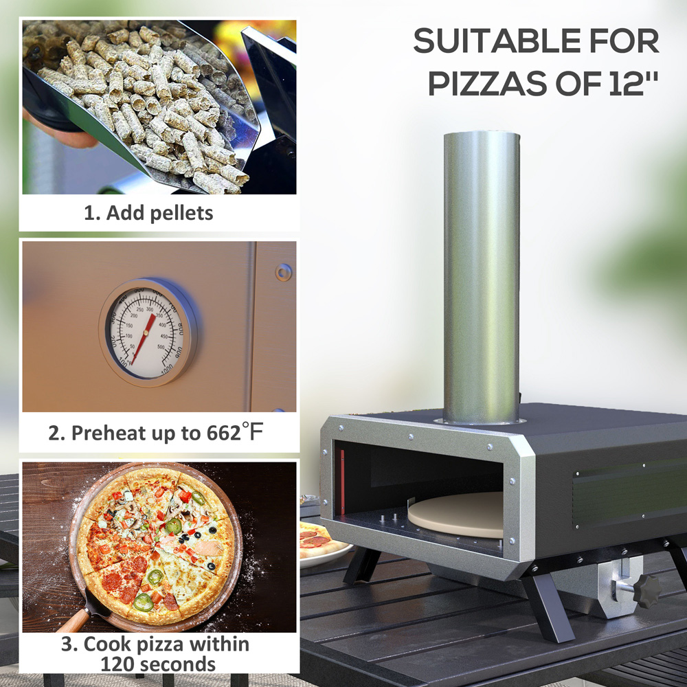 Outsunny Portable Wood Pellet Pizza Oven with Thermometer Image 4