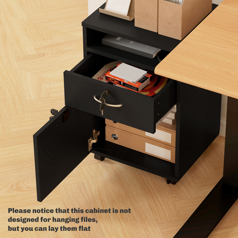 HOMCOM 2 Drawer Single Shelf Black Filing Cabinet Image 8