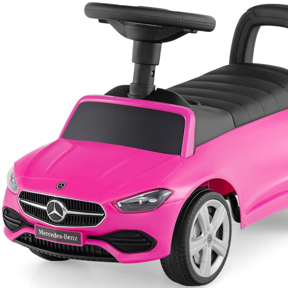 Costway Kids Pink Licensed Mercedes Benz Ride On Sliding Car with Horn and Engine Sound Image 3