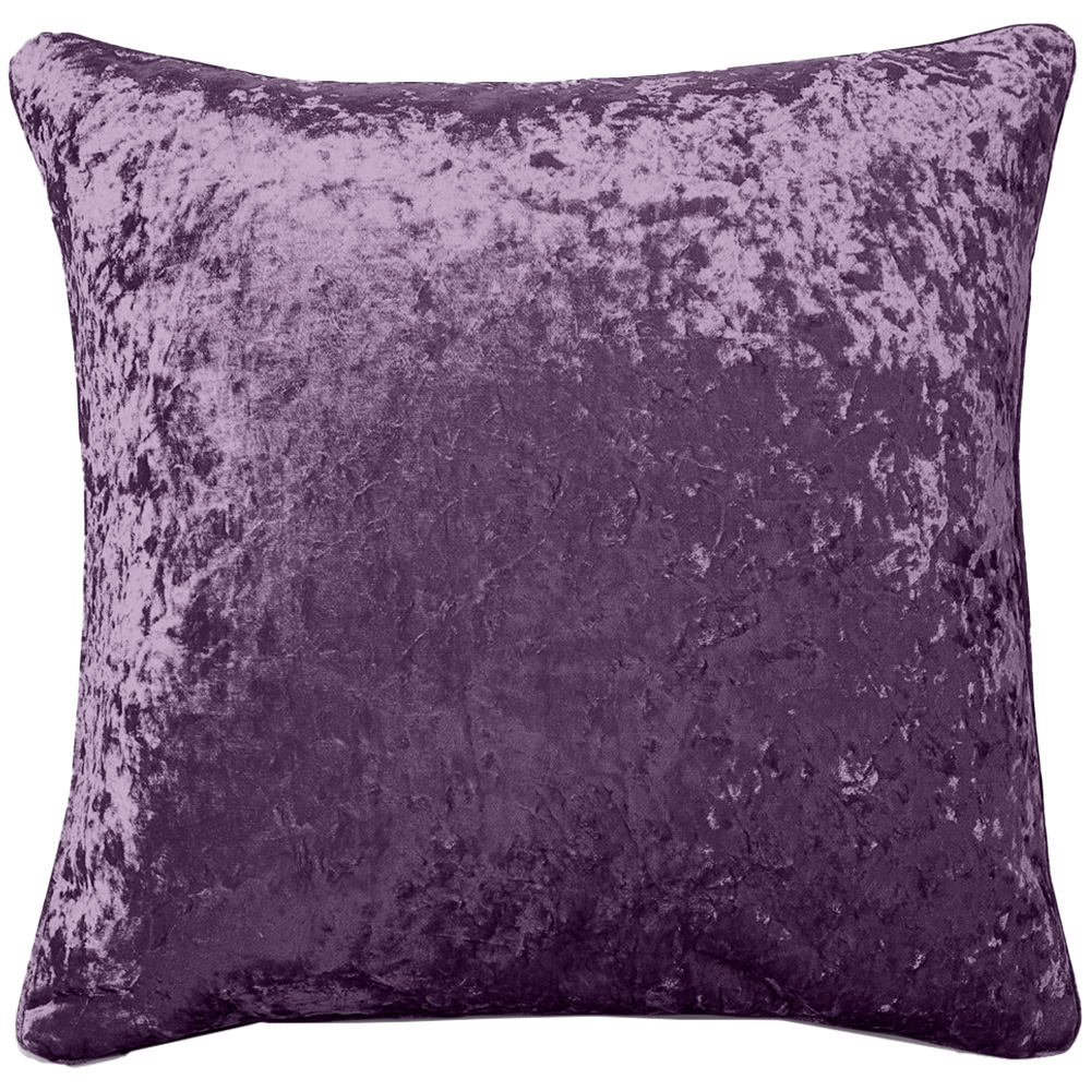Intimates Plain Crushed Velvet Mauve Filled Cushion 43 x 43cm 2 Pack Image 1