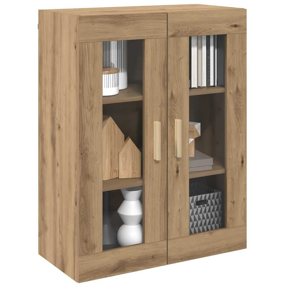vidaXL 2 Glass Door Artisan Oak Hanging Wall Cabinet Image 3