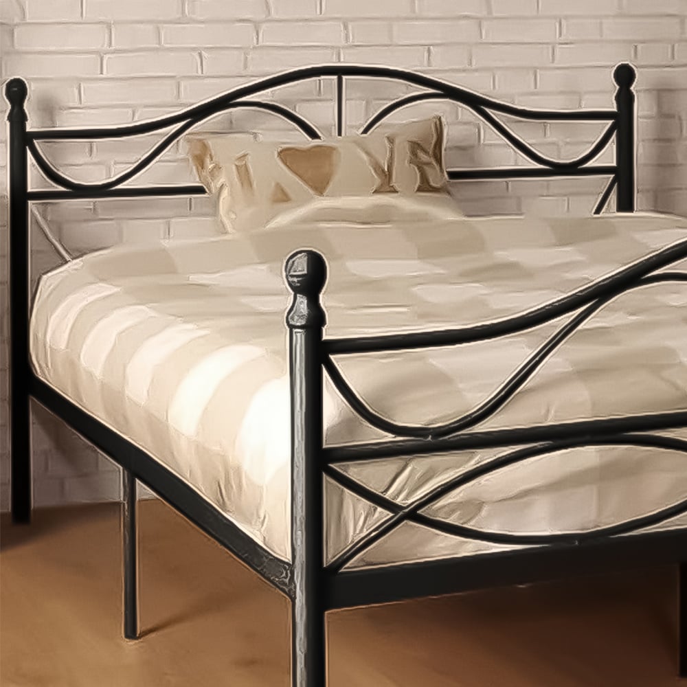 Brooklyn Double Black Scroll Effect Metal Bed Frame Image 2