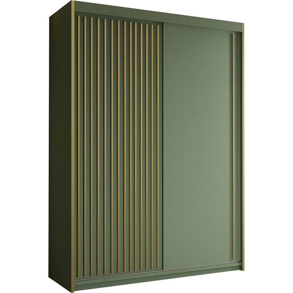 Sliding Wardrobes 4U Pesto 2 Sliding Door Green Modern Wardrobe 150cm Image 2