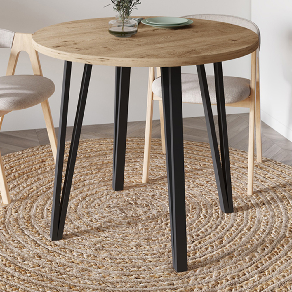 Decortie Xana 4 Seater Natural Oak Round Modern Dining Table Image 1
