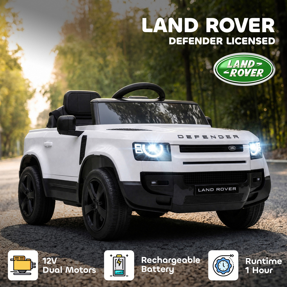 AIYAPLAY Kids White Licensed Land Rover Defender Ride-On Electric Car with Remote Control 12V Image 5