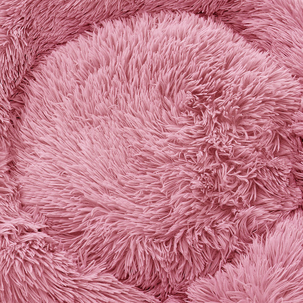H&O Direct Pink Plush Donut Shaped Pet Bed Image 2
