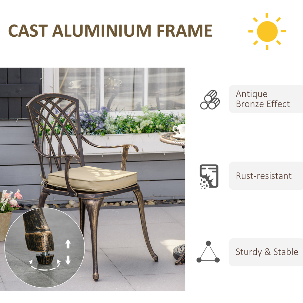 Outsunny Cast Aluminium 2 Seater Garden Bistro Set Bronze Image 7
