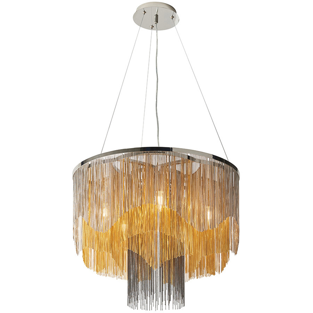 Merano Carbonia Gold and Black Chain 5 Light Ceiling Pendant Image 3
