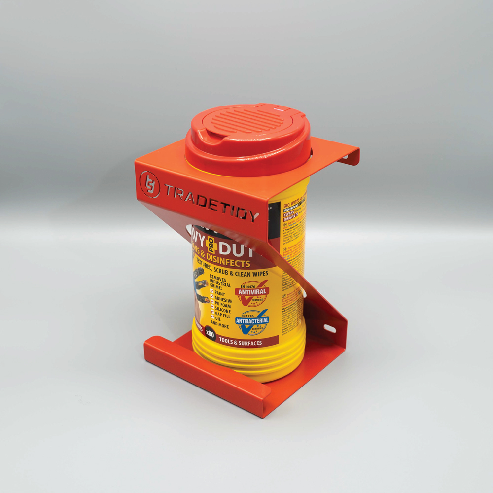 TradeTidy 3 Piece Red Silicone Tube Spray Can and Tub Wipes Holder Set Image 3