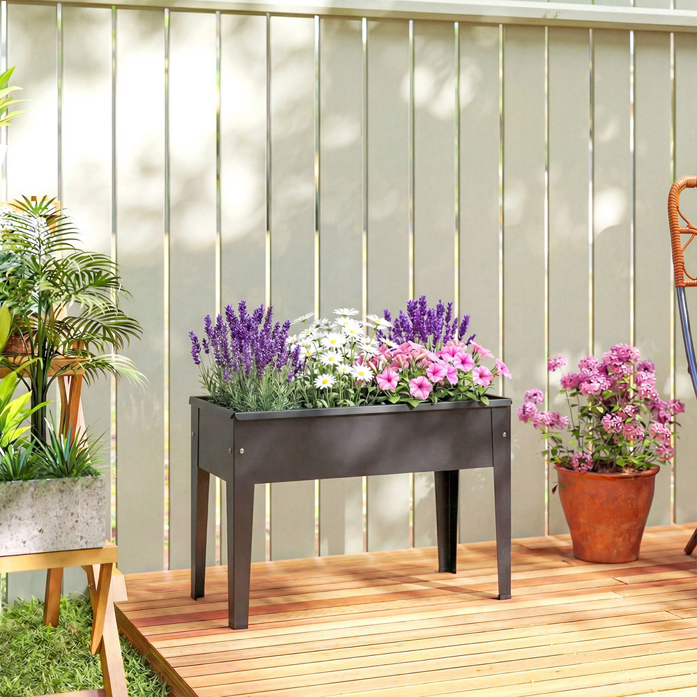 Outsunny Black Metal Raised Garden Bed 45 x 60 x 27cm Image 2