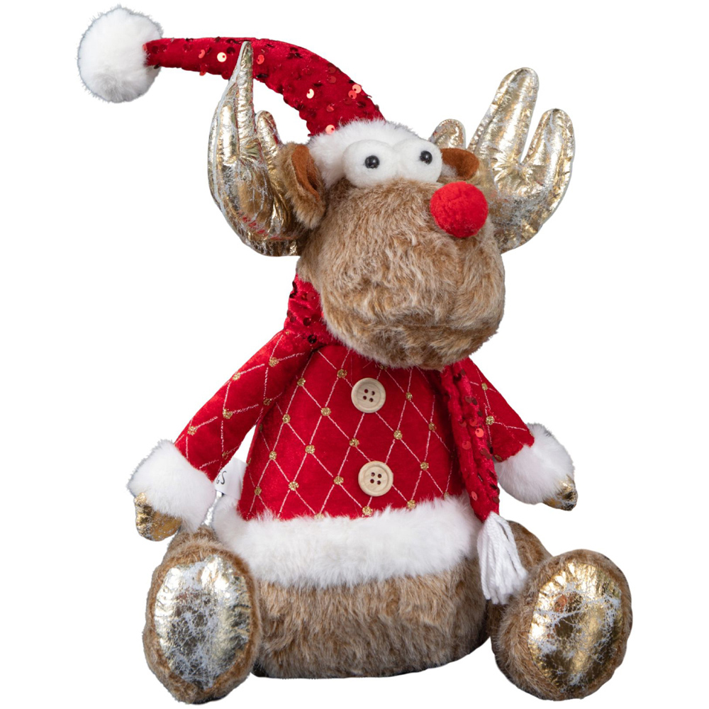 Samuel Alexander Sitting Plush Golden Dancer Reindeer Christmas Decoration 45cm Image