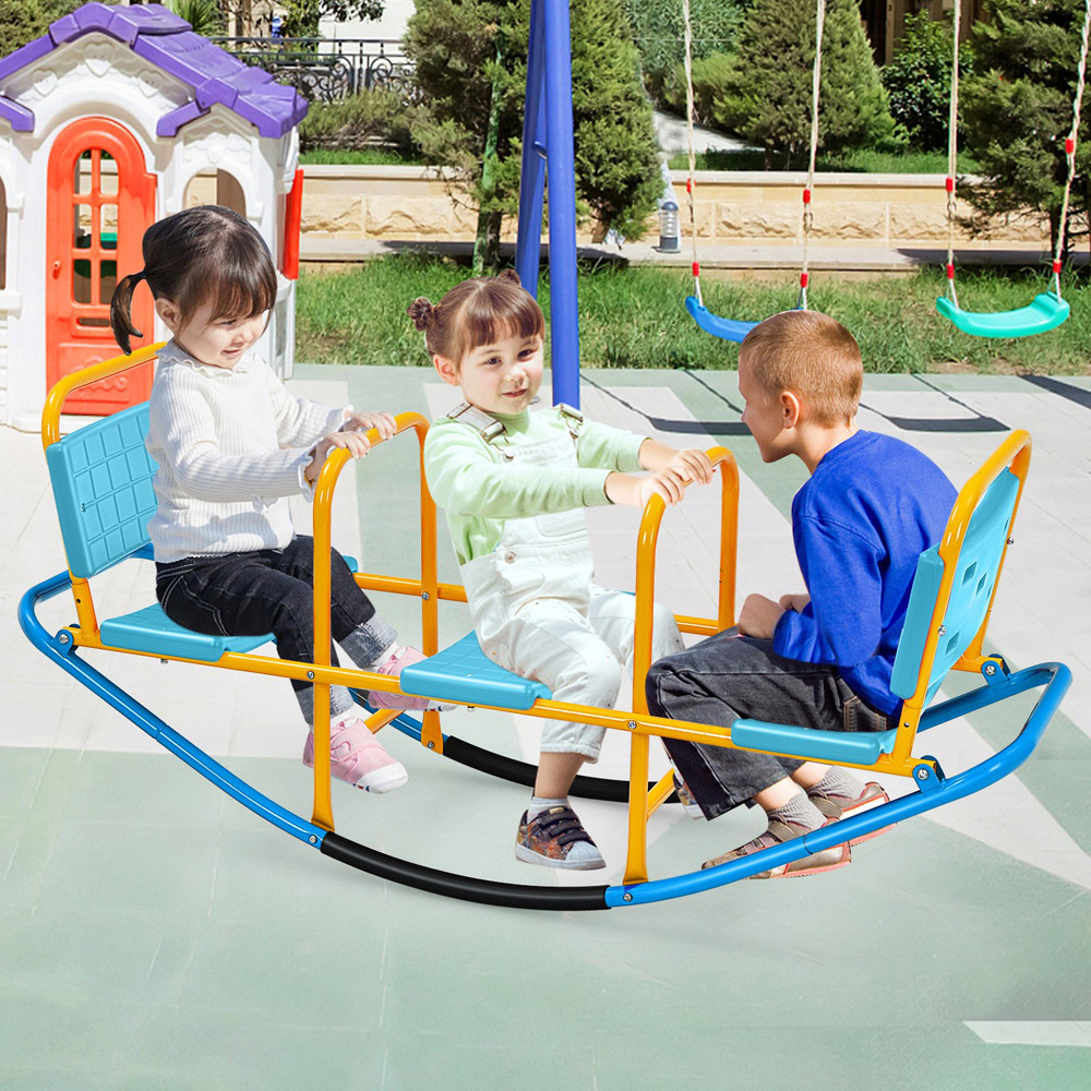 Costway Blue 3 Person Kids Seesaw Teeter Totter Image 2