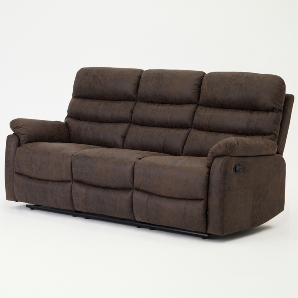 Home Detail Maxwell 3 Seater Brown Air Leather Manual Recliner Sofa Image 4