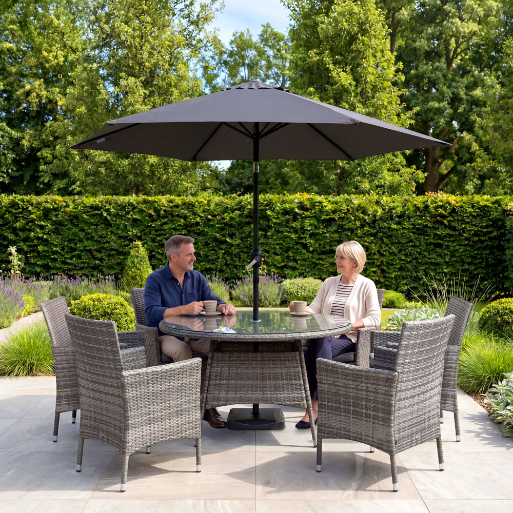 Charles Bentley Grey Metal Crank and Tilt Parasol 2.7m Image 6