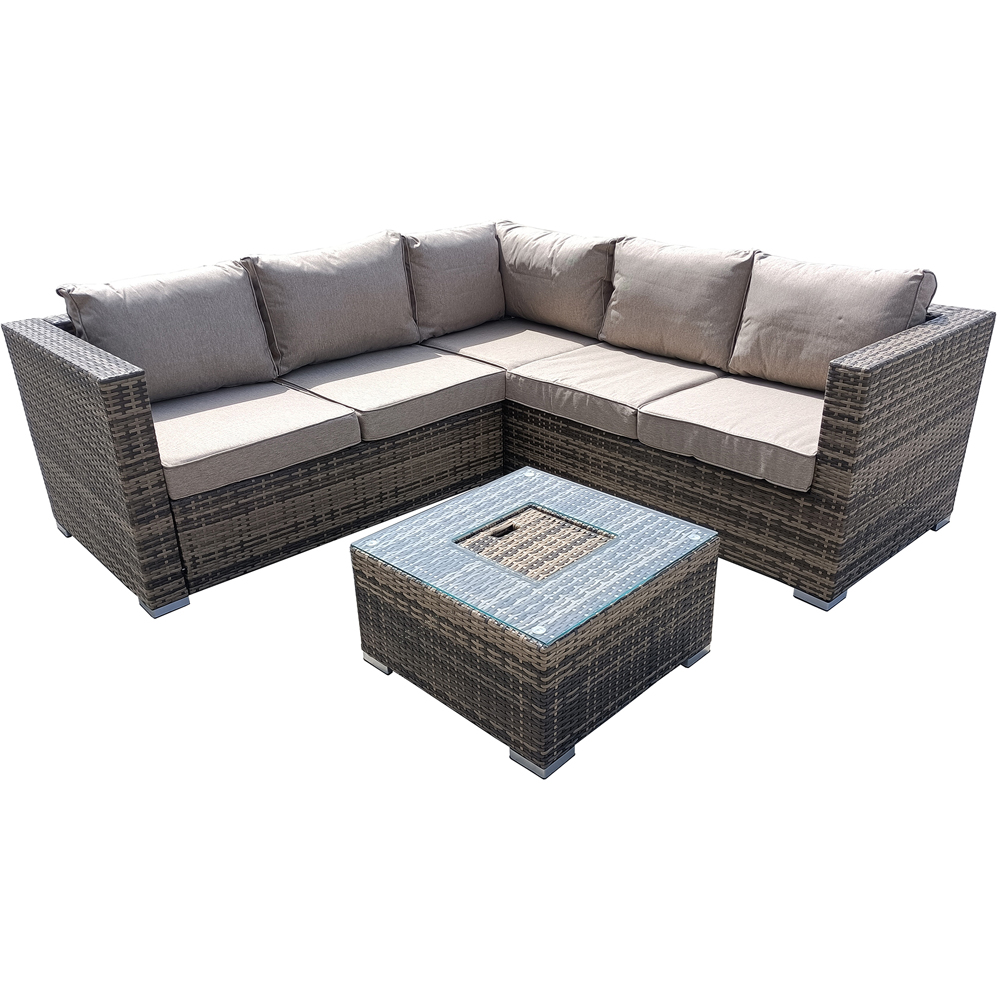 Furniture One 5 Seater Brown Rattan Garden Corner Lounge Set with Ice Bucket Image 3