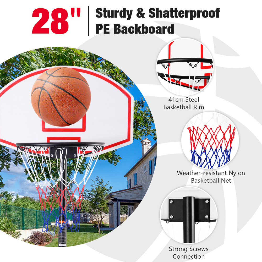 Costway Portable Basketball Hoop with Wheels and Backboard Image 5