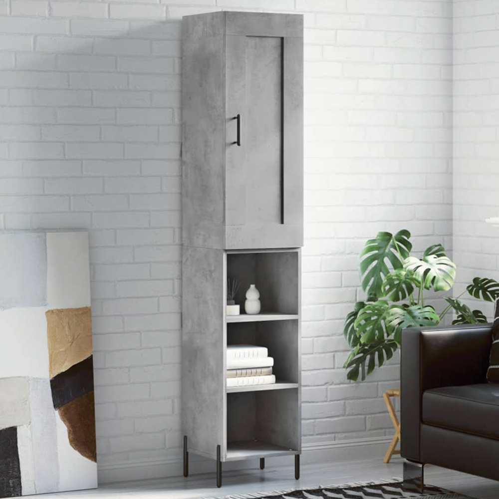vidaXL Single Door 3 Shelf Concrete Grey Highboard Image 1