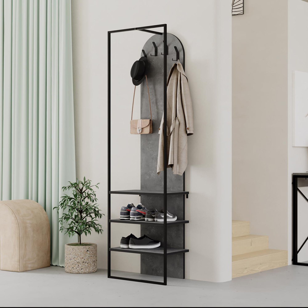 FWStyle Archy 3 Shelf White Hallway Coat and Shoe Storage Rack Image 5
