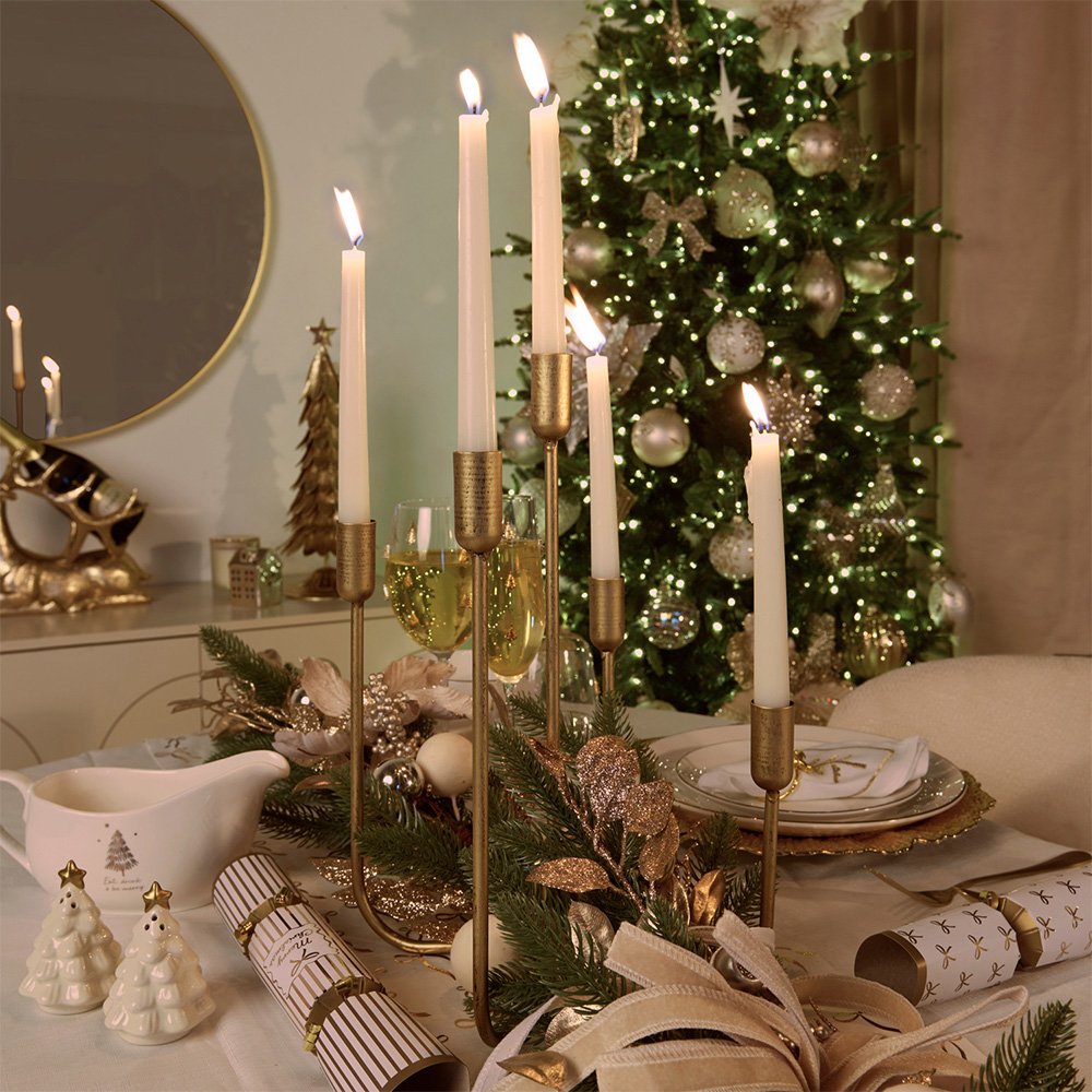 Metal Candelabra Brushed Gold Image 2