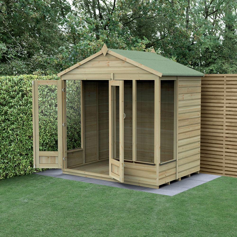 Forest Garden 7 x 5ft Beckwood Double Door 4 Window Apex Summerhouse Image 2