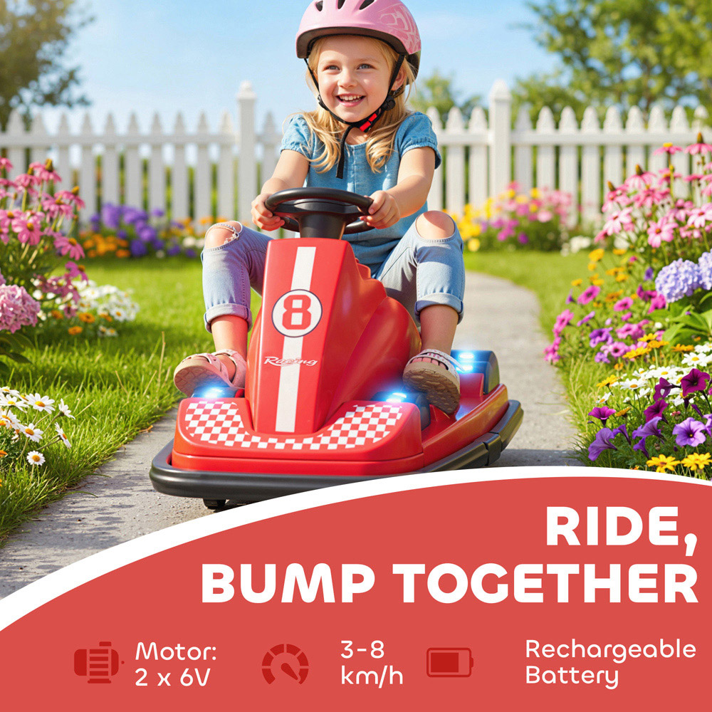 Tommy Toys Kids Red 360 Degree Rotating Electric Bumper Car with LED Image 4