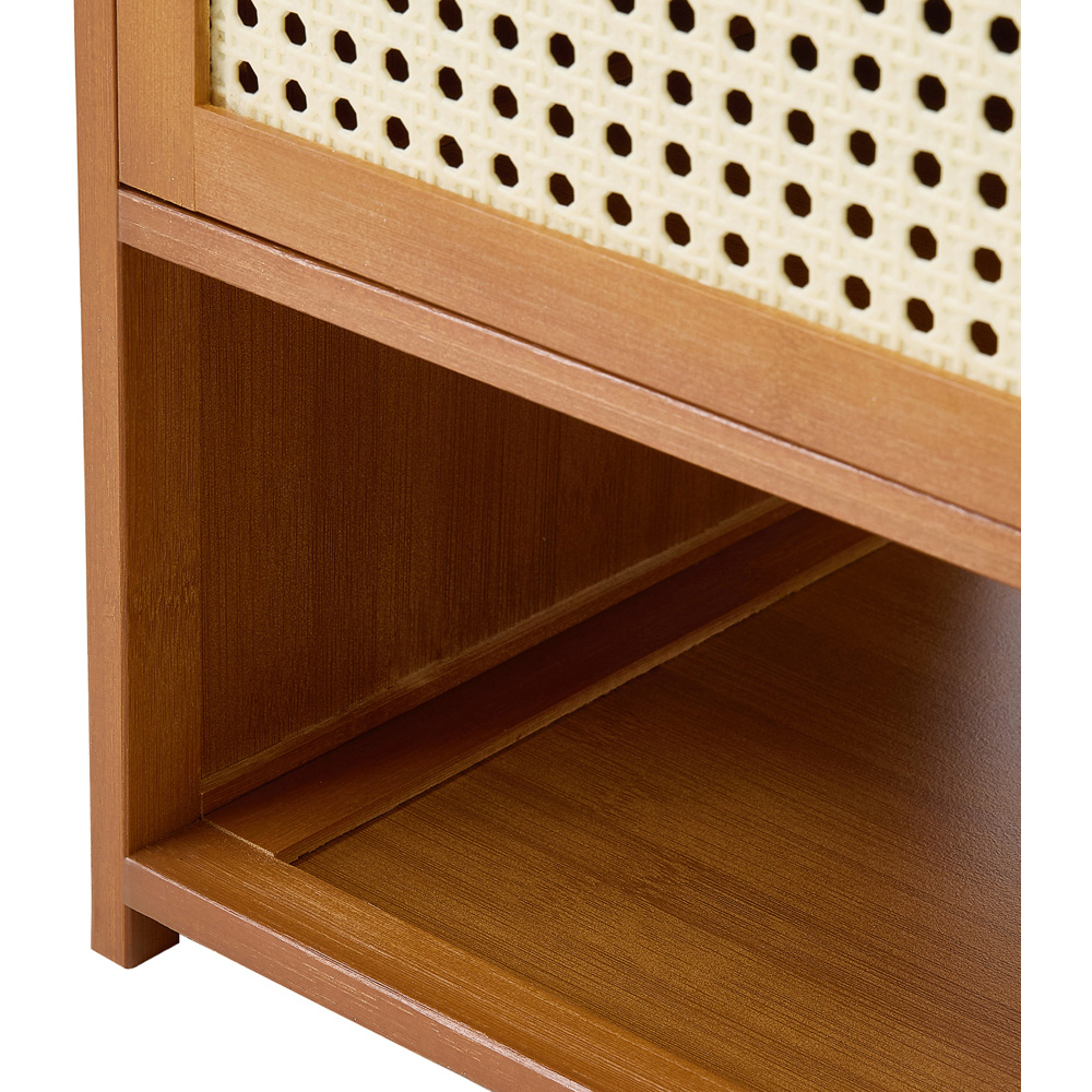 Living and Home 4 Door Single Open Shelf Brown Rattan Tall Shoe Cabinet Image 3