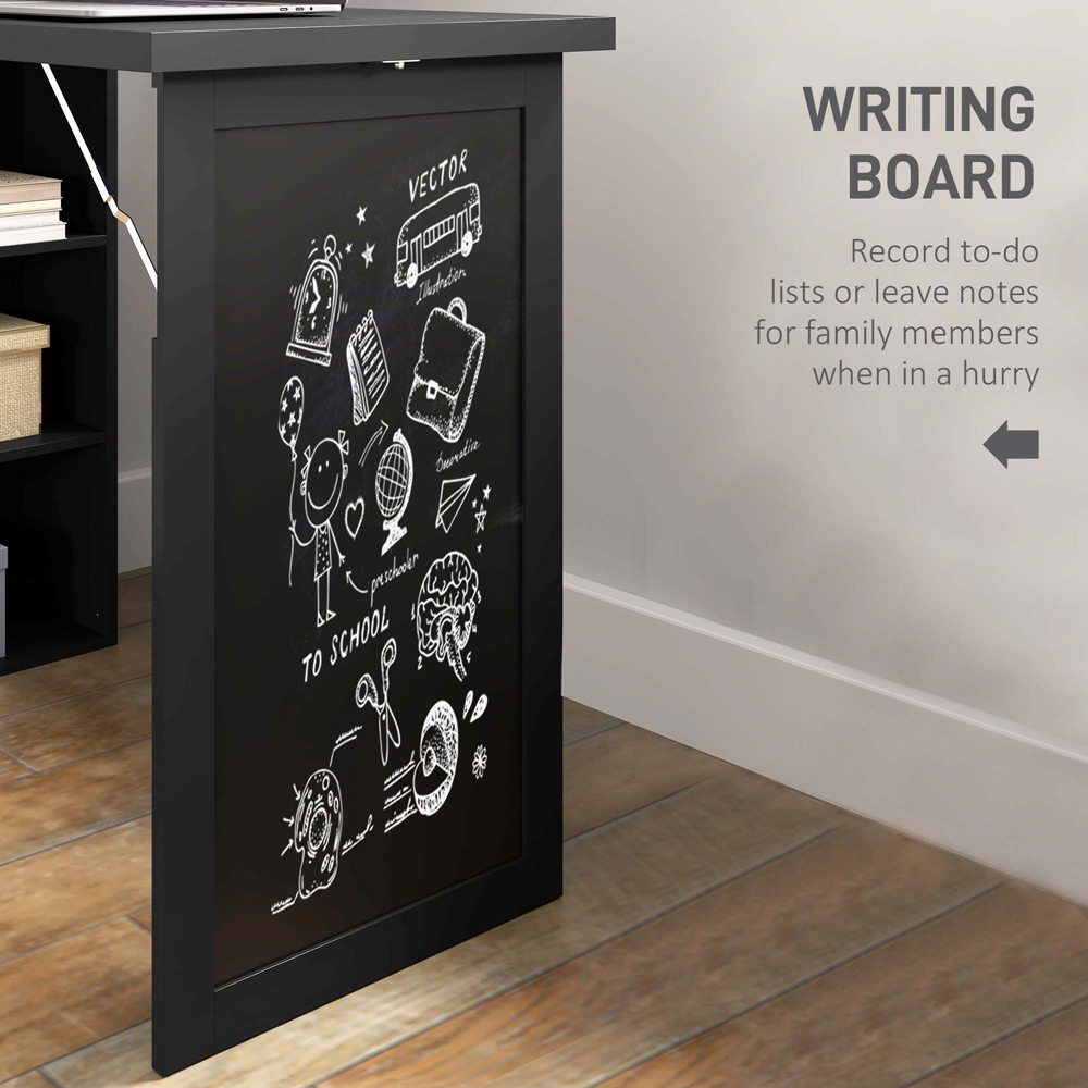 Portland 9 Shelf Multifunctional Convertible Workstation Desk with Blackboard Black Image 6