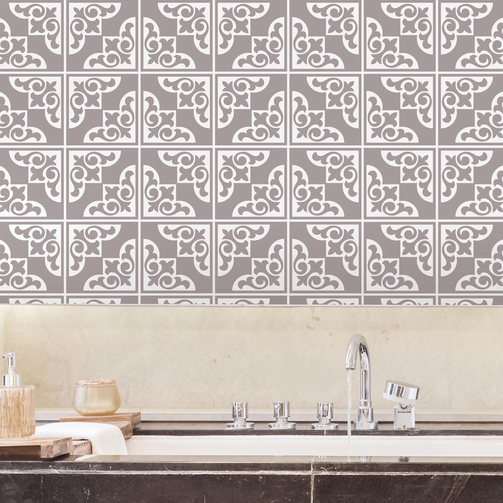 Walplus Audley Monochromatic Taupe Victorian Tile Sticker 24 Pack Image 4
