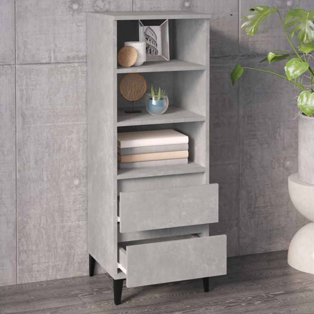 vidaXL 2 Drawer 3 Shelf Concrete Grey Highboard Image 1