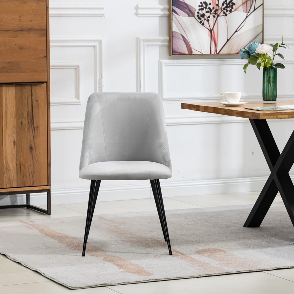 Artemis Home Morandi Set of 2 Silver Velvet Dining Chair Image 2