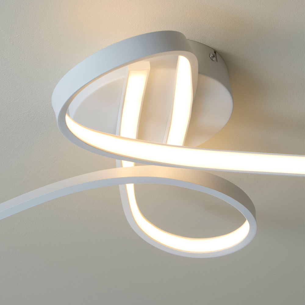 Lighting Collection Furness White Metal Twisted LED Flush Ceiling Light Image 4