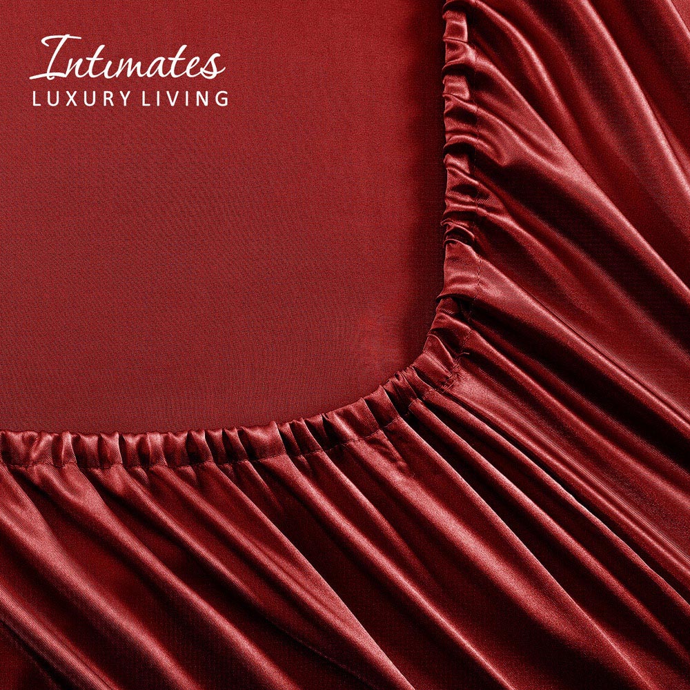 Intimates Single Red Satin Complete Bedding Set Image 4