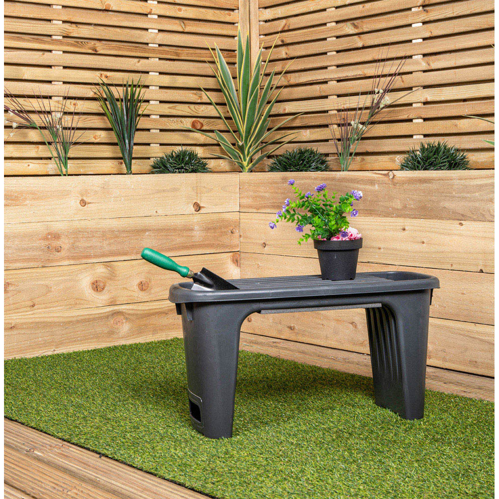 Samuel Alexander 2 in 1 Grey Plastic Garden Kneeler and Stool with Storage Area Image 2