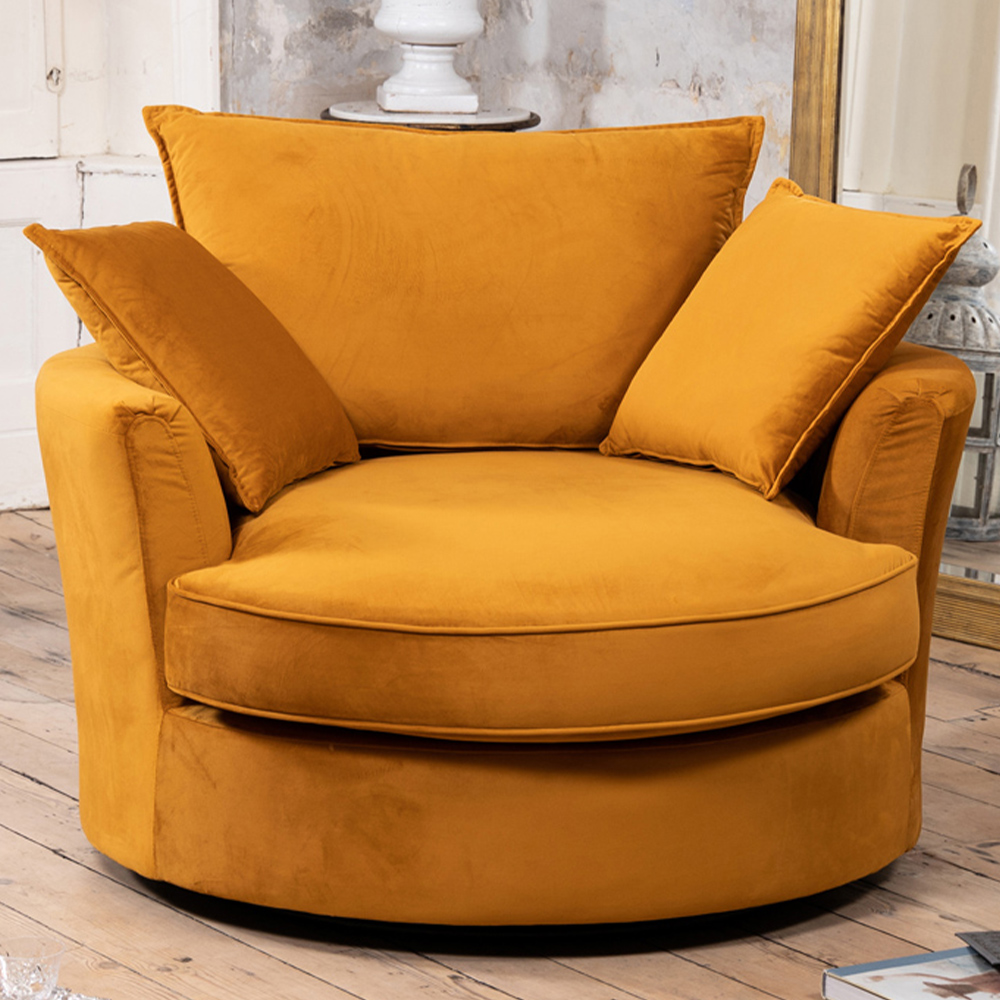 Artemis Home Havana Orange Velvet Swivel Chair Image 1