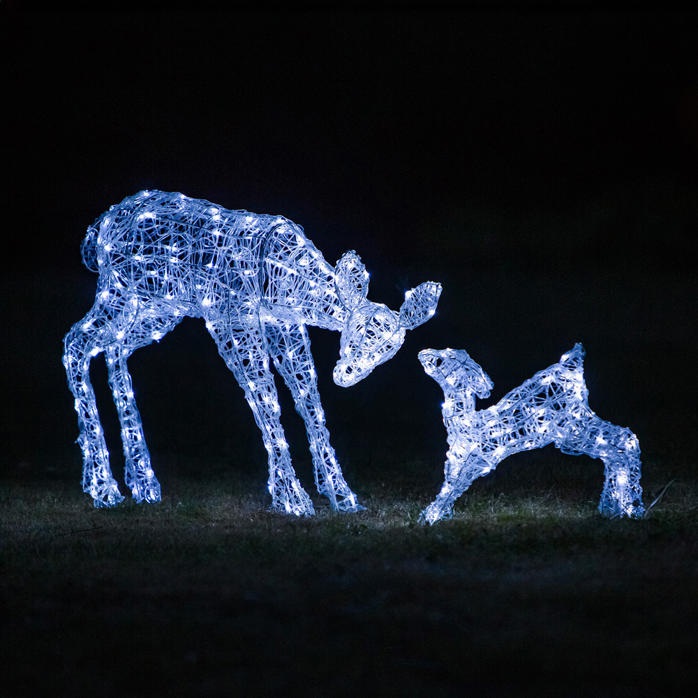 The Christmas Centre 250 LED Soft Acrylic Light-Up Mother and Baby Reindeer Set 3.2ft Image 2