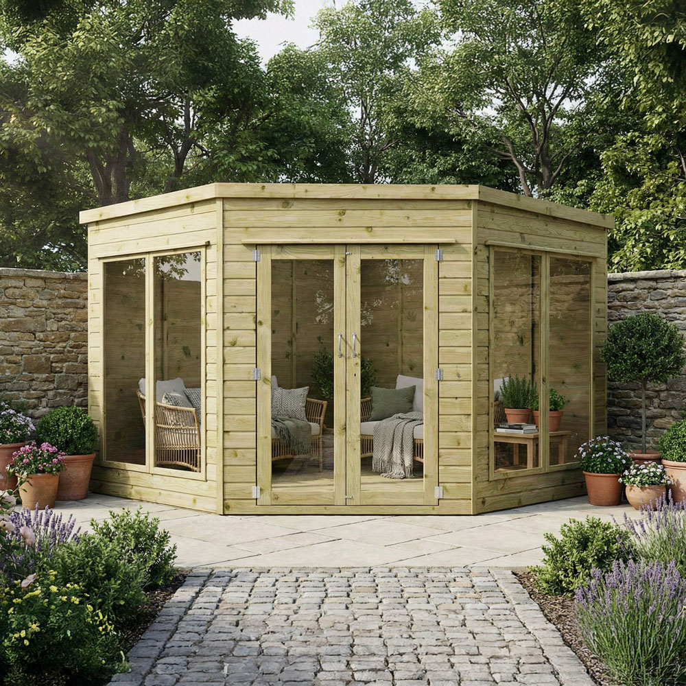 Mercia 9 x 9ft Double Door Premium Corner Summerhouse Image 2