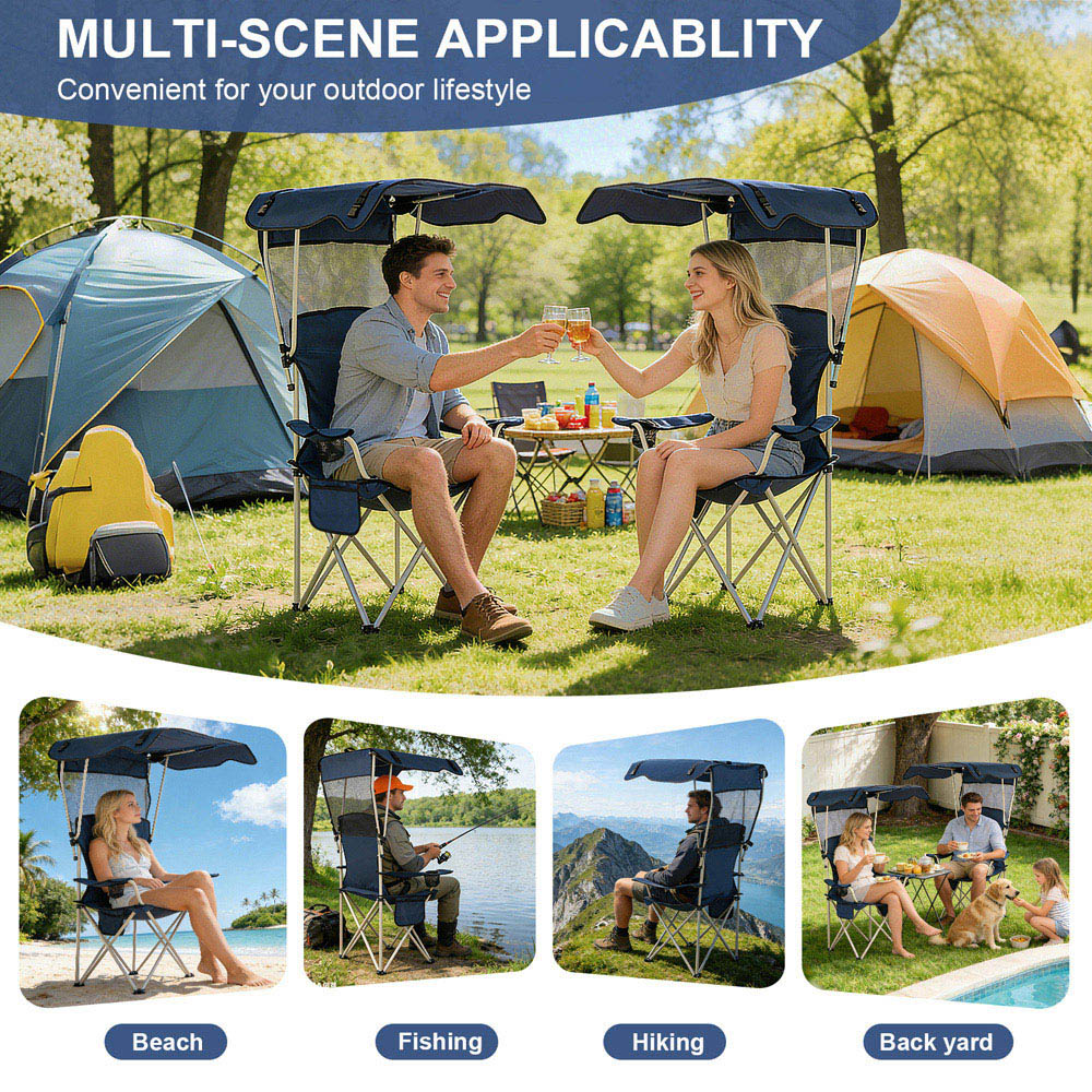 Willowmare Blue Portable Folding Camping Chair with Canopy Image 8