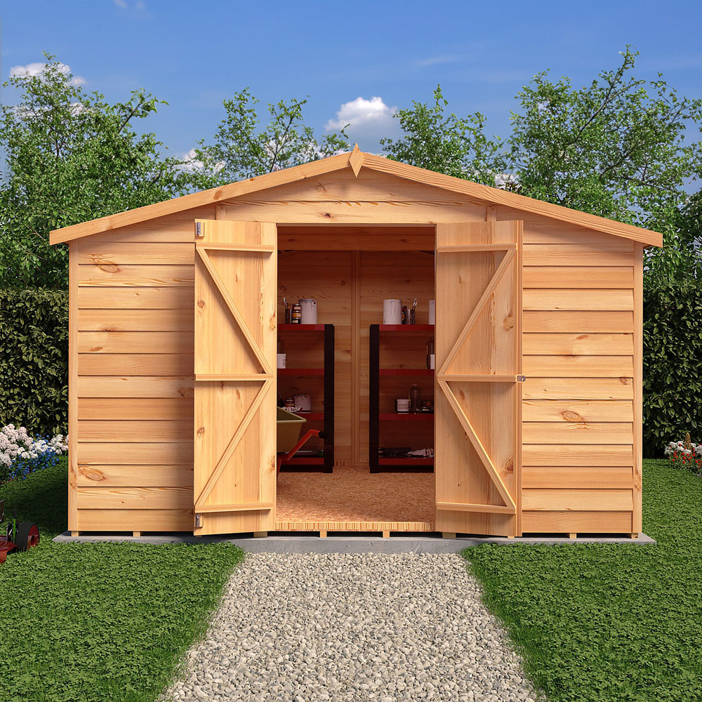 Shire 10 x 10ft Double Door Overlap Apex Wooden Shed Image 4