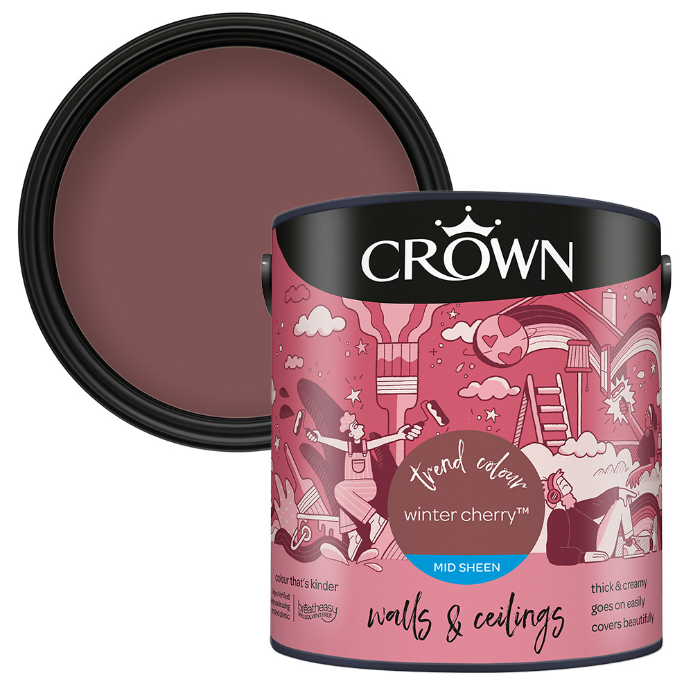 Crown Walls & Ceilings Winter Cherry Mid Sheen Emulsion Paint 2.5L Image 1