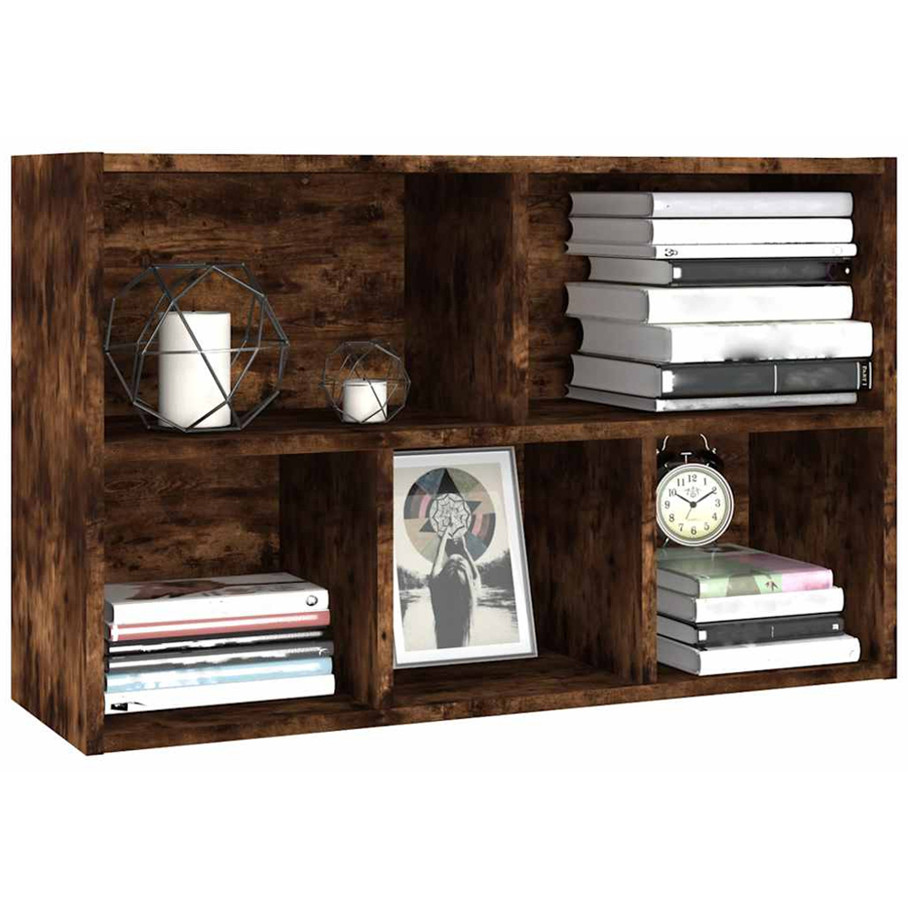 vidaXL 5 Shelf Smoked Oak Bookcase Image 5